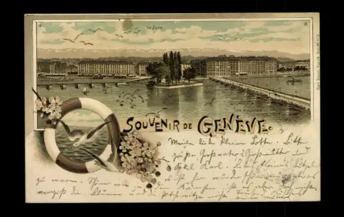 Geneve, Genfer See, Möwen, Rettungsring - 413745