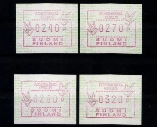 Finnland, Automaten, MiNr. 28, 4 Werte, postfrisch - 610963