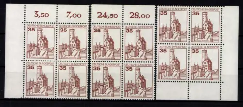 Deutschland (BRD), MiNr. 1139 A I, 3 Viererblöcke, postfrisch - 611591