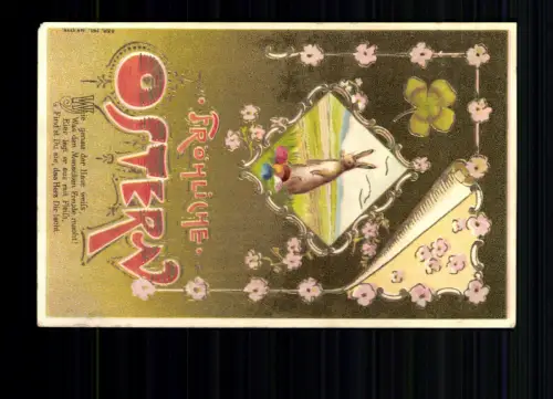 Osterhase, fröhliche Ostern, Karte mit Vers - 414875