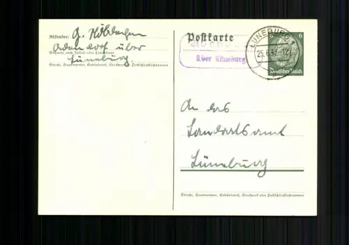 Adendorf über Lüneburg, Landpoststempel auf Ganzsache - 510037