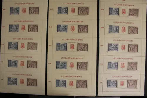 Österreich, MiNr. Block 3, 15 Bögen je 5 Blöcken=75 Blöcke, postfrisch - 621605