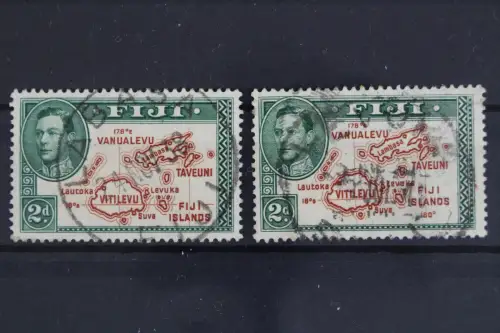 Fidschi-Inseln, MiNr. 95 I + II, Landkarte, gestempelt - 633593