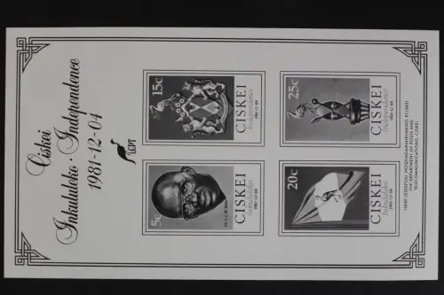 Südafrika-Ciskei, MiNr. 1-4, Schwarzdruck, postfrisch - 635140