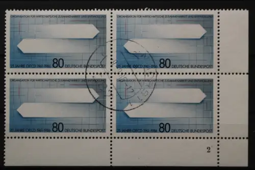 Deutschland, MiNr. 1294, Viererblock, Ecke re. unten, FN 2, gestempelt - 639611