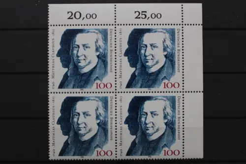 Deutschland, MiNr. 1473, Viererblock, Ecke re. oben, postfrisch - 640325