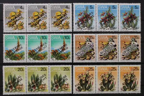 Namibia, MiNr. 452-457 I-III, 6 Dreierstreifen, postfrisch - 649533