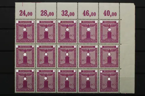 Deut. Reich Dienst, MiNr. 165 Br I, 15er Block, Ecke re. ob., postfrisch - 662246