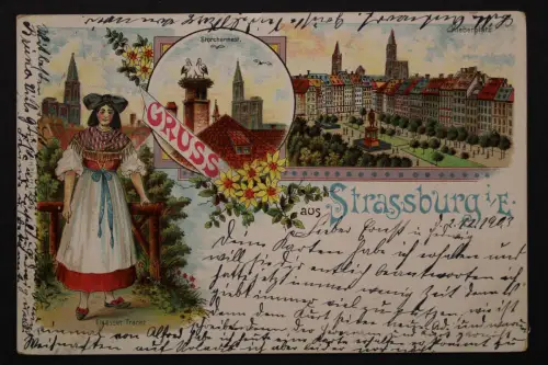 Strassburg, Frau in Tracht, Storchennest, Kleberplatz - 422700