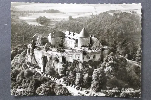 Waldeck, Blick zum Schloss Waldeck am Edersee, Luftbild - 425332