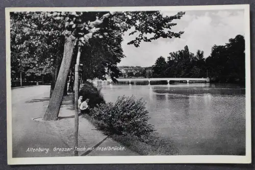 Altenburg, grosser Teich mit Inselbrücke - 425367
