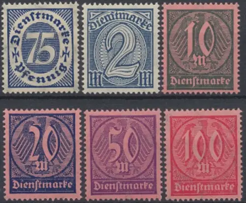 Deutsches Reich Dienstmarken, MiNr. 69-74 X, postfrisch - 690930
