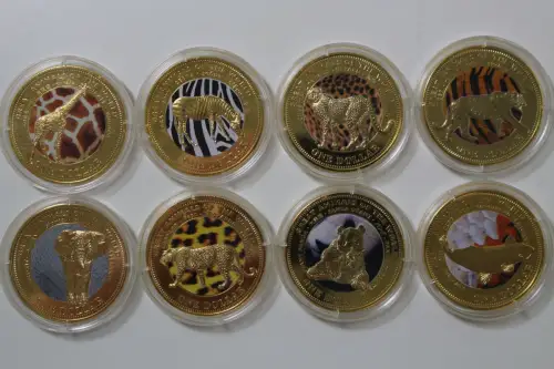 Fiji, 8 x 1 Dollar "Große Tiere", Farbmünzen - 880126