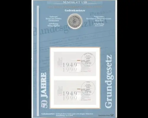 BRD, Numisblatt 1/1999, 50 Jahre Grundgesetz - 1/1999