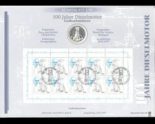BRD Numisblatt 2/1997, 100 Jahre Dieselmotor - 2/1997