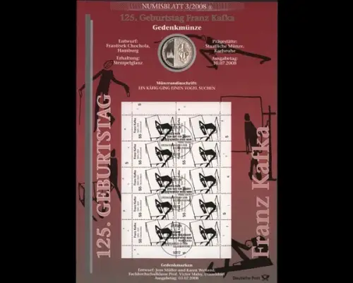 BRD, Numisblatt 3/2008, Franz Kafka - 3/2008