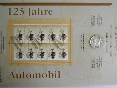 BRD, Numisblatt 2/2011, 125 Jahre Automobil - 2/2011