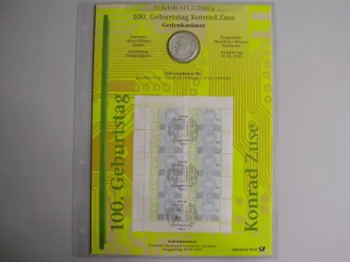 BRD, Numisblatt 2/2010, Konrad Zuse - 2/2010