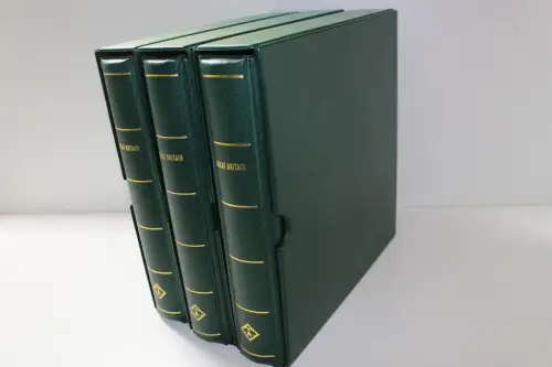 Leuchtturm, 3 grüne Drehstabbinder mit Kassetten, Aufdruck "GREAT BRITAIN" - 902123