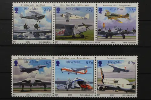 Isle of Man, Flugzeuge, MiNr. 1051-1056 Dreierstreifen, postfrisch - 204644