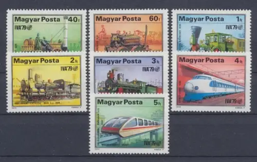 Ungarn, Eisenbahn, MiNr. 3343-3349 A, postfrisch - 62489