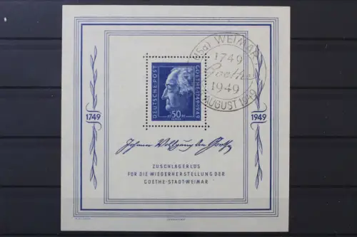 Sowj. Zone, MiNr. Block 6 SST Weimar Namenszug, gestempelt, BPP Signatur - 219517