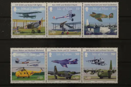 Isle of Man, Flugzeuge, MiNr. 1415-1420 Dreierstreifen, postfrisch - 220126