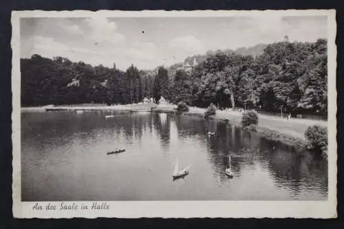 Halle, an der Saale, Partie am Fluss, Boote - 425697