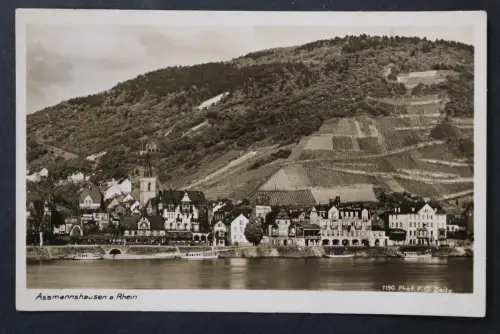 Assmannshausen / Rüdesheim, am Rhein, Blick zum Ort, Kirche - 425672