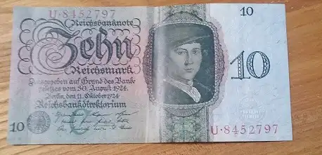 Reichsmark Deutsches Reich 10 Mark 1924 -11 Okt.1924