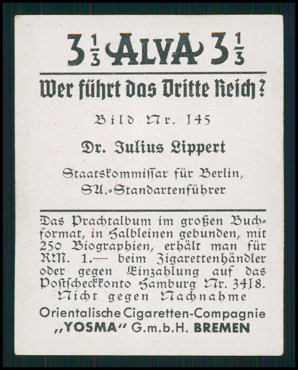 Dr. Julius Lippert SA Standartenführer Staatskommissar Berlin ALVA