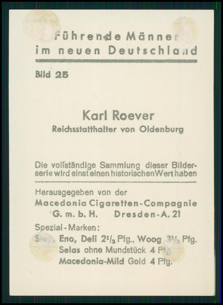 Karl Carl Roever Reichsstadthalter Ministerpräsidenten des Freistaates
