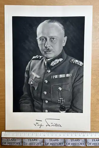 Original Druck 31 x 21,5 cm - Werner Freiherr von Fritsch Generaloberst -  Faksimile Unterschrift - Papier dünner Karton