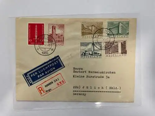 Briefumschlag Flugpost, Luftpost Höngen (NL) - Jülich, 1955