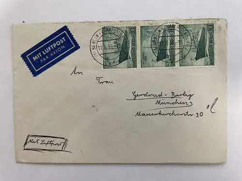 Briefumschlag Flugpost, Luftpost Berlin - München, 1955