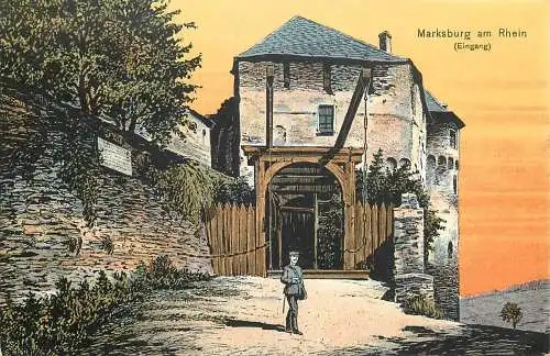 AK Marksburg am Rhein (Eingang) Litho