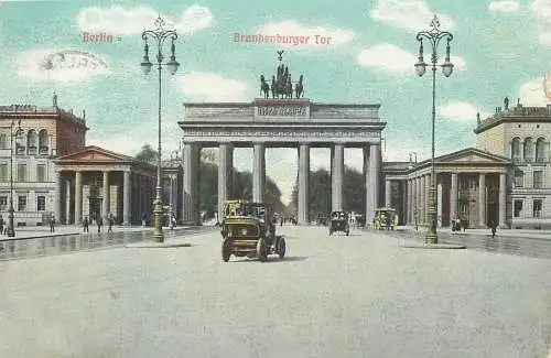 Ansichtskarte Berlin Brandenburger Tor Lithographie Feldpost versandt 1915