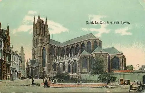 Ansichtskarte Feldpost Belgien Gand La Cathédrale St-Bavon versandt 1915