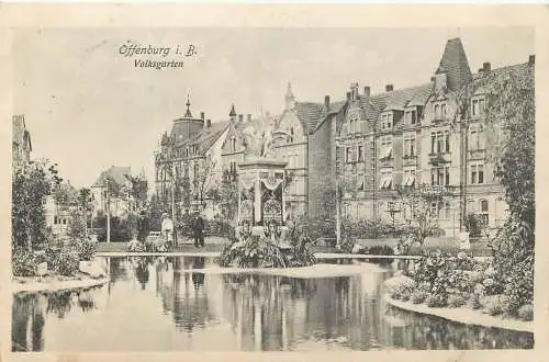 Ansichtskarte Feldpost Offenburg i. B. Volksgarten versandt 1916