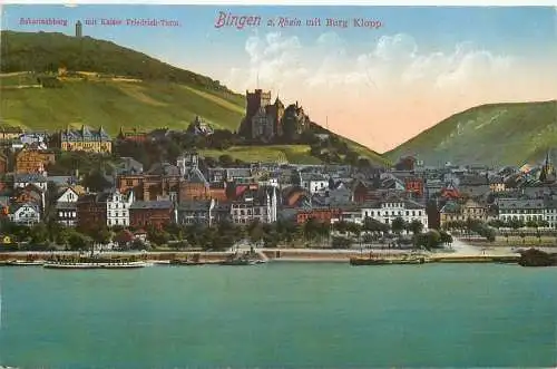 AK Bingen am Rhein mit Burg Klopp Scharlachber