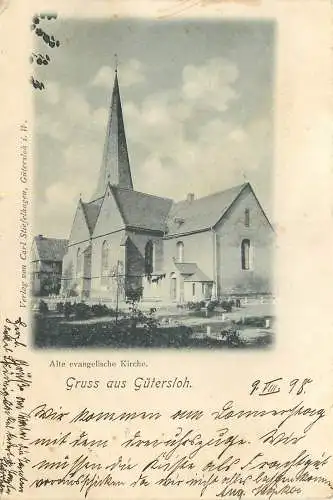 AK Gruss aus Gütersloh Alte evangelische Kirche versandt 1898