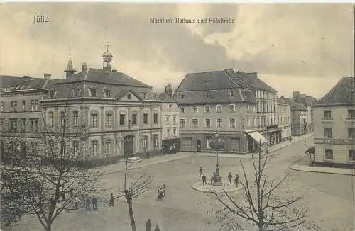 AK - Jülich - Markt mit Rathaus und Köknstraße, gelaufen 1911
