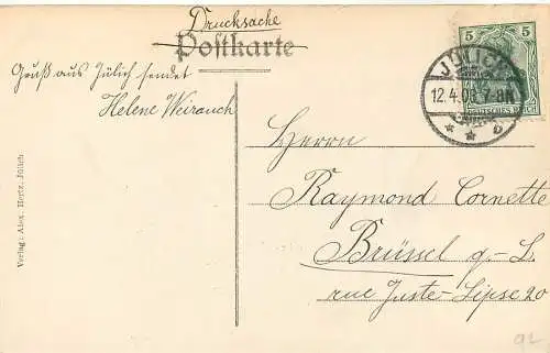 AK - Jülich - Unteroffizier-Schule & Schlosskapelle, gelaufen 1908