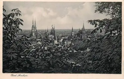 AK - Bad Aachen, Stadtpanorama mit Kirchtürmen versandt 1937