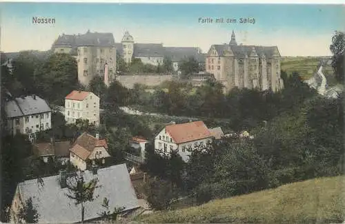Ansichtskarte Nossen Partie mit dem Schloss versandt 1918