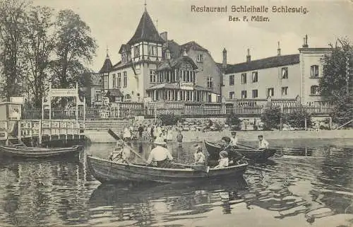 Ansichtskarte Schleswig Restaurant Schleihalle Feldpost 1918