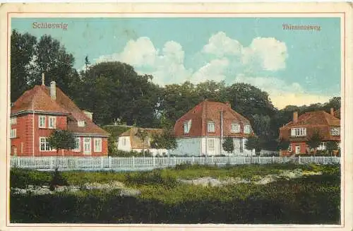 Ansichtskarte Schleswig Thiessensweg Feldpost versandt 1918