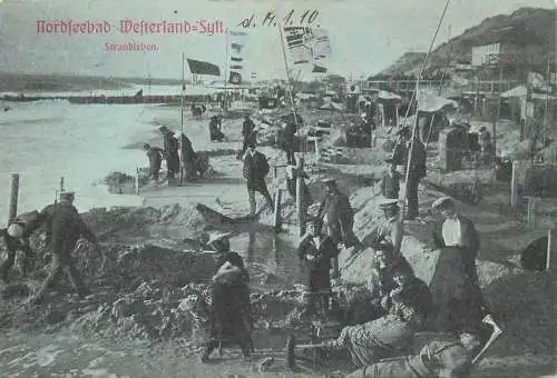 Ansichtskarte Westerland Sylt Nordseebad Strandleben versandt 1910