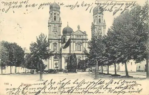 Ansichtskarte Passau Domplatz versandt 1907