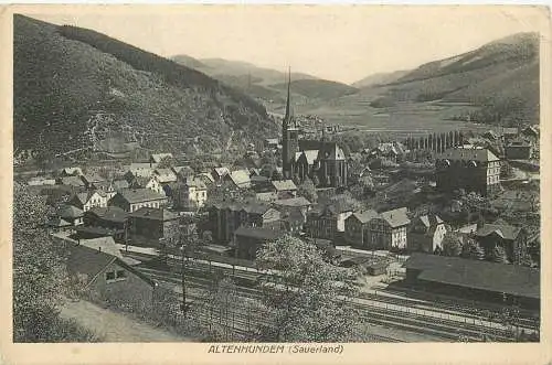 AK Altenhundem (Sauerland)  1928  Teilansicht mit Bahnhof
